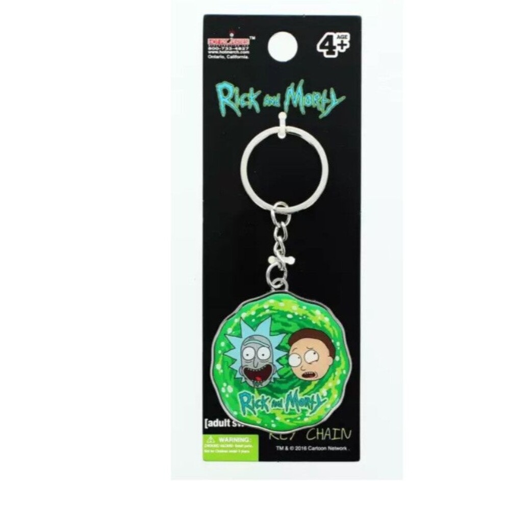 Rick and Morty Metal Portal Medallion Key Chain By Hot Properties 4" x 1.75"